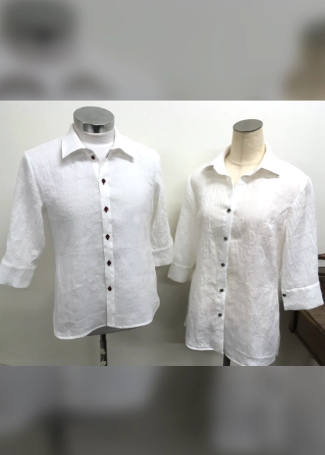 麻の楊柳生地で仕立てたペアシャツ（日和）